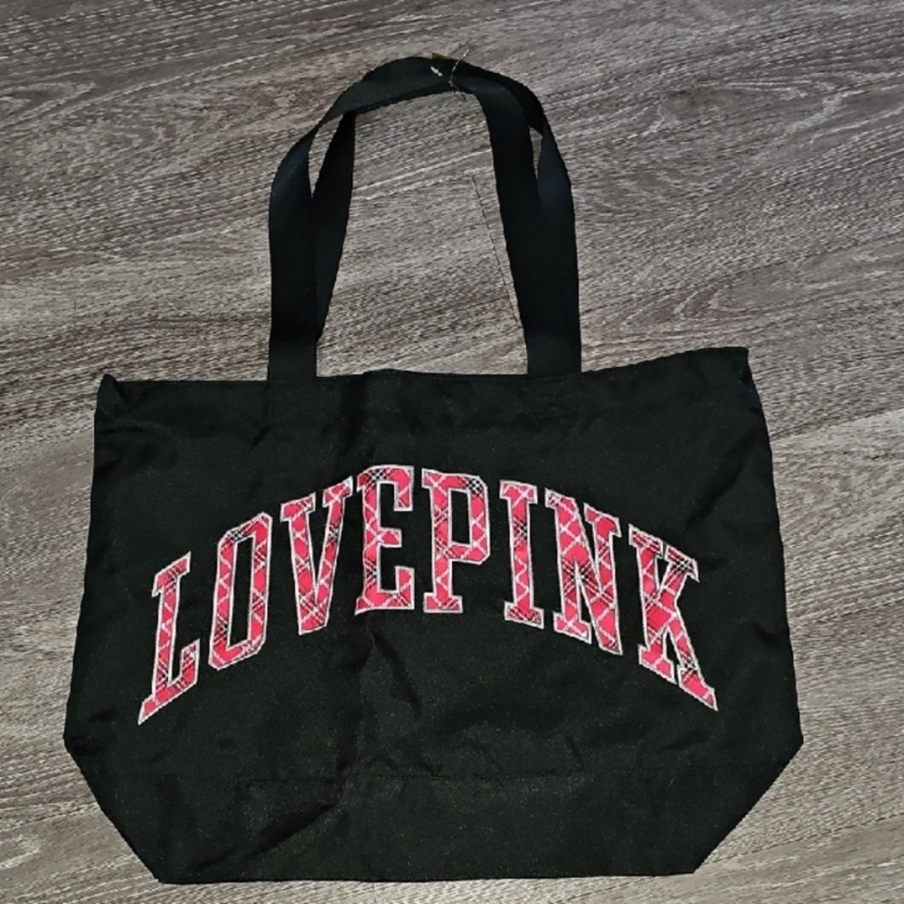 PINK Victoria's Secret (LOVE PINK) Black,Red,White Zippered Tote, NWTS